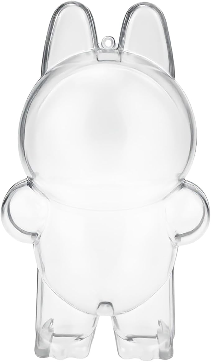 Protective Case for LABUBU The Monsters Big into Energy, Display Stand Acrylic Case Cover Accessories with Silicone Strap White - Standing Case, Clear