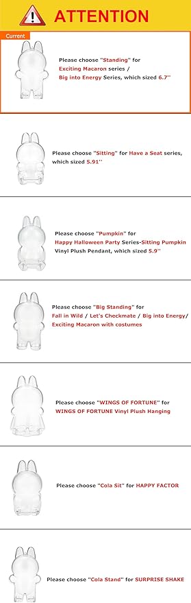 Protective Case for LABUBU The Monsters Big into Energy, Display Stand Acrylic Case Cover Accessories with Silicone Strap White - Standing Case, Clear