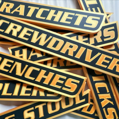Custom Premium Magnetic Toolbox Labels for Tool Organization - 12 Pack of High Quality Personalized Magnets