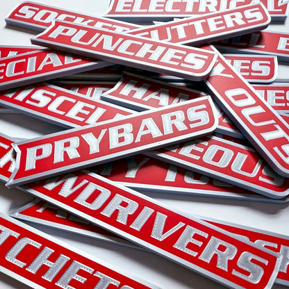 Custom Premium Magnetic Toolbox Labels for Tool Organization - 12 Pack of High Quality Personalized Magnets