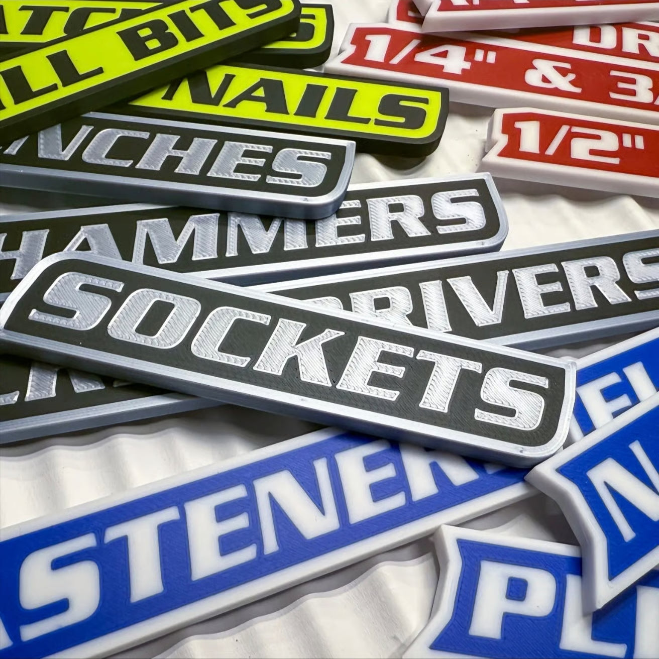 Custom Premium Magnetic Toolbox Labels for Tool Organization - 12 Pack of High Quality Personalized Magnets