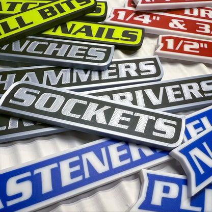 Custom Premium Magnetic Toolbox Labels for Tool Organization - 12 Pack of High Quality Personalized Magnets