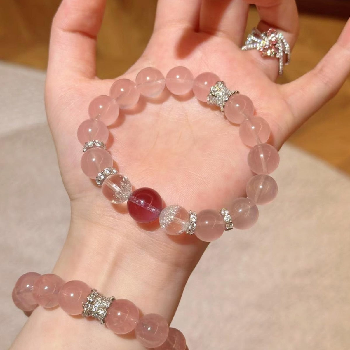 Rose Quartz Breath Bead | The Aura Collection